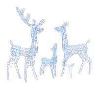 vidaXL Famille de Rennes de Décoration Rennes Lumineux Décoration de Noël Jardin Patio Arrière-Cour Extérieur Intérieur Acrylique 300 LED Bleues