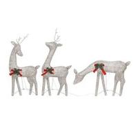 vidaXL Famille de rennes de Noël 270x7x90 cm Doré Blanc chaud Maille