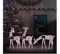vidaXL Famille de Rennes de Noël Décoration de Noël Jardin Patio Arrière-cour Extérieur Intérieur 270x7x90 cm Doré Blanc 328503