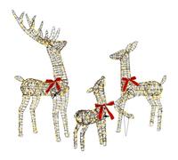 vidaXL Famille Renne 3 pcs Blanc Chaud 67 x 26 x 127 cm Rotin, Salon, Moderne, Durable, Meubles minimalistes pour espaces Lumineux, Accessoires stylés, Ambiance Cosy et Design Pratique