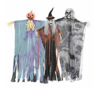 vidaXL Fantôme Suspendu Halloween 3 pcs Multicolore 61 x 97 cm, Décor de Salon, fantôme Suspendu Gothique, déco d'halloween, Accessoires saisonniers d'intérieur, Touche colorée, Exposition effrayante