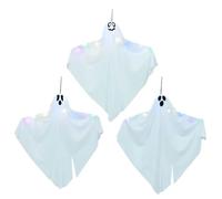 vidaXL Fantôme Suspendu Halloween avec 3 LED 3 pcs Blanc 52 x 62 cm, Salon, déco d'halloween, fantôme interactif, Affichage à thème, Ensemble saisonnier, Ambiance Festive, Fournitures de fête