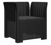 vidaXL Fauteuil 1 Place avec Coussin Look rotin PP Anthracite, Canapé résistant aux intempéries pour Jardin, Balcon, véranda, Salon, idéal pour s'asseoir Dehors