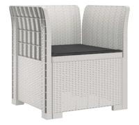 vidaXL Fauteuil 1 Place avec Coussin Look rotin PP Blanc, Canapé résistant aux intempéries pour Jardin, Balcon, véranda, Salon, idéal pour s'asseoir Dehors