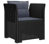 vidaXL Fauteuil 1 place avec coussins look rotin PP Anthracite