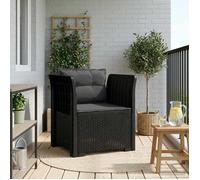vidaXL Fauteuil 1 place avec coussins look rotin PP Anthracite