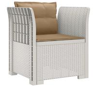 vidaXL Fauteuil 1 place avec coussins look rotin PP Blanc