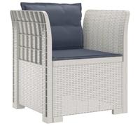 vidaXL Fauteuil 1 place avec coussins look rotin PP Blanc