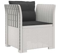 vidaXL Fauteuil 1 Place avec Coussins Look rotin PP Blanc, Canapé résistant aux intempéries pour Jardin, Balcon, véranda, Salon, idéal pour s'asseoir Dehors