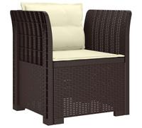 vidaXL Fauteuil 1 Place avec Coussins Look rotin PP Marron, Canapé résistant aux intempéries pour Jardin, Balcon, véranda, Salon, idéal pour s'asseoir Dehors