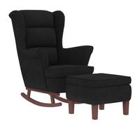 vidaXL Chaise à Bascule avec Pieds en Bois et Tabouret Fauteuil de Salon Relaxation Meuble de Salle de Séjour Chambre 3121236