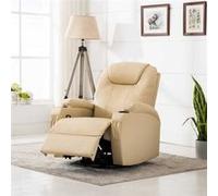 Fauteuil Bascule Électrique Massage Similicuir Crème Inclinable Massant vidaXL
