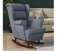 vidaXL Fauteuil à bascule et pieds en bois d'hévéa Gris foncé Velours