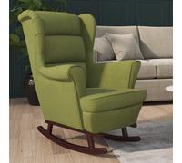 Vidaxl Fauteuil À Bascule Et Pieds En Bois D'hévéa Vert Clair Velours Multicolore