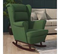 vidaXL Fauteuil à bascule et pieds en bois d'hévéa Vert foncé Velours