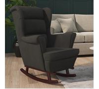vidaXL Fauteuil à bascule 329369 – Pieds en bois massif d'hévéa – Velours Noir