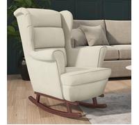 vidaXL Fauteuil à bascule pieds en bois massif d'hévéa Crème Velours