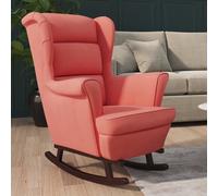 Vidaxl Fauteuil À Bascule Et Pieds En Bois Massif D'hévéa Rose Velours Multicolore