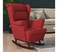 vidaXL Fauteuil à bascule pieds en bois d'hévéa Rouge bordeaux Velours