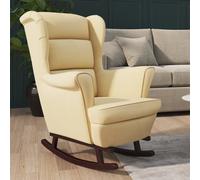 Vidaxl Fauteuil À Bascule Pieds En Bois Massif D'hévéa Crème Velours Marron