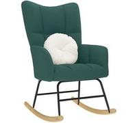 vidaXL Chaise à bascule en tissu vert foncé
