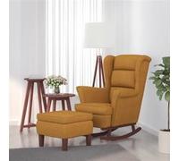 Vidaxl Chaise À Bascule Avec Pieds En Bois Et Tabouret Marron Velours Multicolore