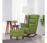 vidaXL Chaise à bascule avec pieds en bois et tabouret Vert clair
