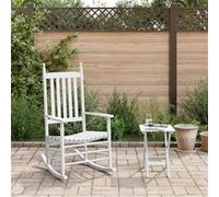 vidaXL Chaises à bascule Bois massif peuplier avec table pliable Blanc Lot de 2
