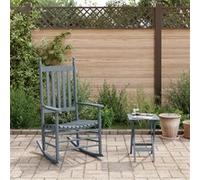 vidaXL Chaise à bascule avec table pliable gris bois massif peuplier Marron