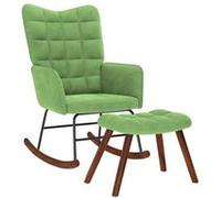 vidaXL Chaise à bascule avec repose-pied vert clair velours