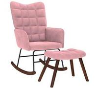 vidaXL Chaise à bascule avec repose-pied rose velours, fauteuil à bascule, chaise longue, siège de salon, chaise, chaise de 4016847