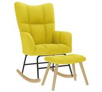 vidaXL Fauteuil à basculemet voetenbank tissu jaune pâle Jaune G
