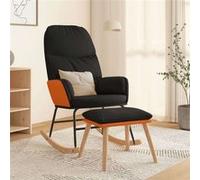 Chaise à Bascule avec Tabouret Siège de Relaxation Chaise de Salon Fauteuil de Relaxation Meuble de Salle de Séjour Intérieur Noir Tissu