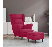 vidaXL Fauteuil à oreilles avec tabouret Chaise de relaxation Velours Bordeaux 3115936