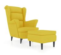 vidaXL Fauteuil à Oreilles avec Tabouret Chaise de Relaxation Siège de Salon Meuble de Salle de Séjour Maison Intérieur Jaune Moutarde Velours
