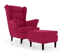 vidaXL Fauteuil à oreilles avec tabouret Chaise de relaxation Velours Bordeaux 3115936