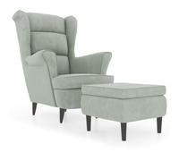 vidaXL Fauteuil à Oreilles avec Tabouret Chaise de Relaxation Siège de Salon Meuble de Salle de Séjour Maison Intérieur Gris