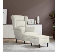 vidaXL Fauteuil à oreilles avec tabouret en velours crème