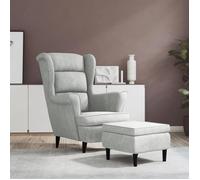 vidaXL Fauteuil à oreilles avec tabouret – Chaise de relaxation velours Gris clair