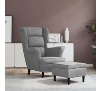 Vidaxl Fauteuil À Oreilles Avec Tabouret Gris Clair Velours Gris
