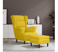 vidaXL – Fauteuil à oreilles avec tabouret – Velours jaune moutarde