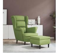 vidaXL Fauteuil à oreilles avec tabouret Vert clair Velours 3115934