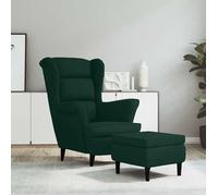 vidaXL Fauteuil à oreilles avec tabouret – Chaise de relaxation velours vert foncé