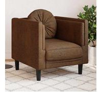vidaXL Fauteuil avec coussin marron en similicuir daim
