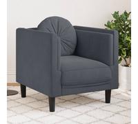 vidaXL Fauteuil avec coussin gris foncé velours