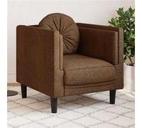 vidaXL Fauteuil avec Coussin, Chaise de Relaxation avec Accoudoirs et Dossier, Siège avec Pieds, Fauteuil TV de Salon, Moderne, Marron Similicuir Daim Marron