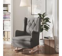 Vidaxl Fauteuil Avec Pieds À Bascule En Bois D'hévéa Gris Clair Tissu Marron