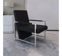 vidaXL Fauteuil avec pieds chromés Noir Similicuir