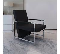 Vidaxl Fauteuil Avec Pieds Chromés Noir Similicuir Noir