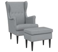 vidaXL Fauteuil avec Pouf 2 pc Gris Clair Tissu